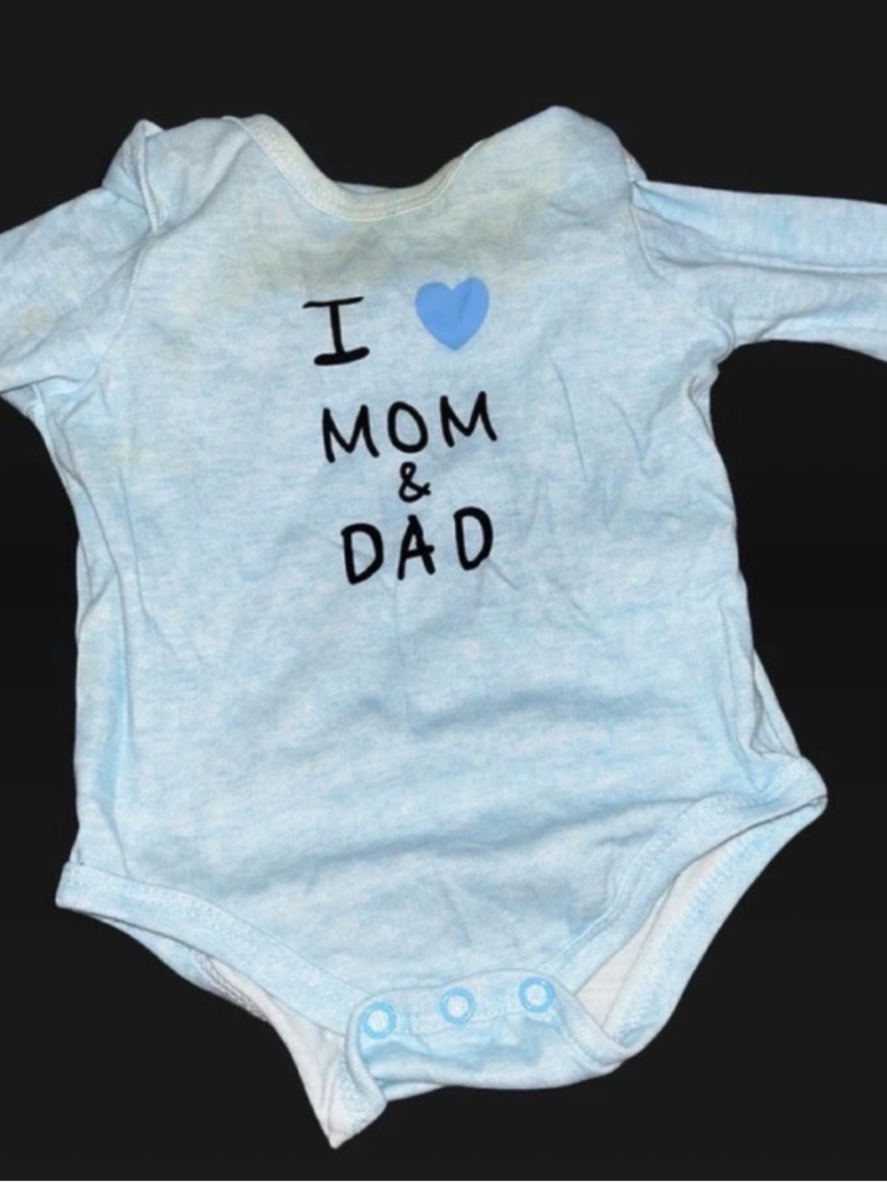 Light Blue I Love Mom & Dad Long-Sleeve Baby Bodysuit